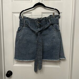 Denim Mini Skirt with Belt